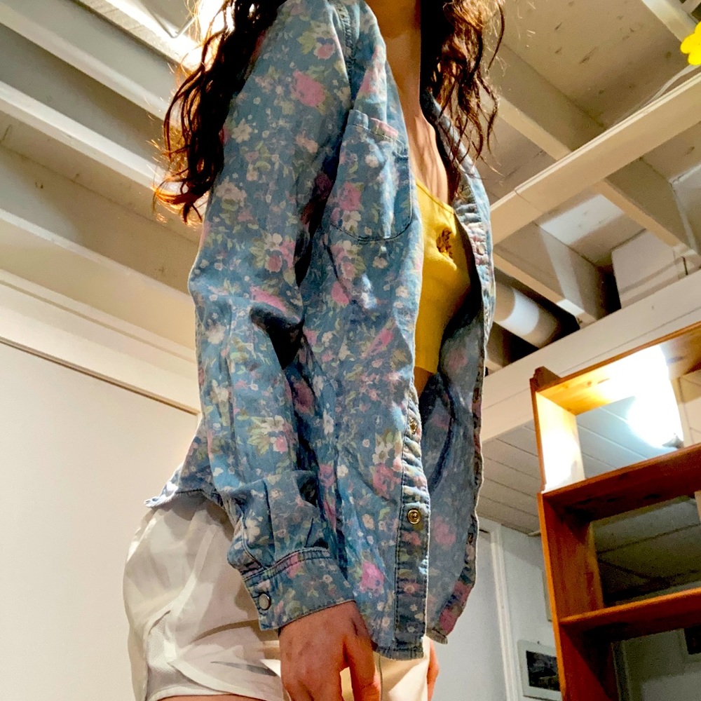Floral light blue jean jacket from Mossimo